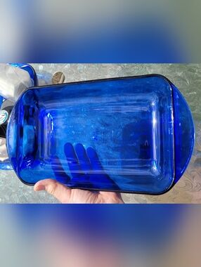 Anchor Hocking Blue Glass Baking Dish 11x8 2Qt